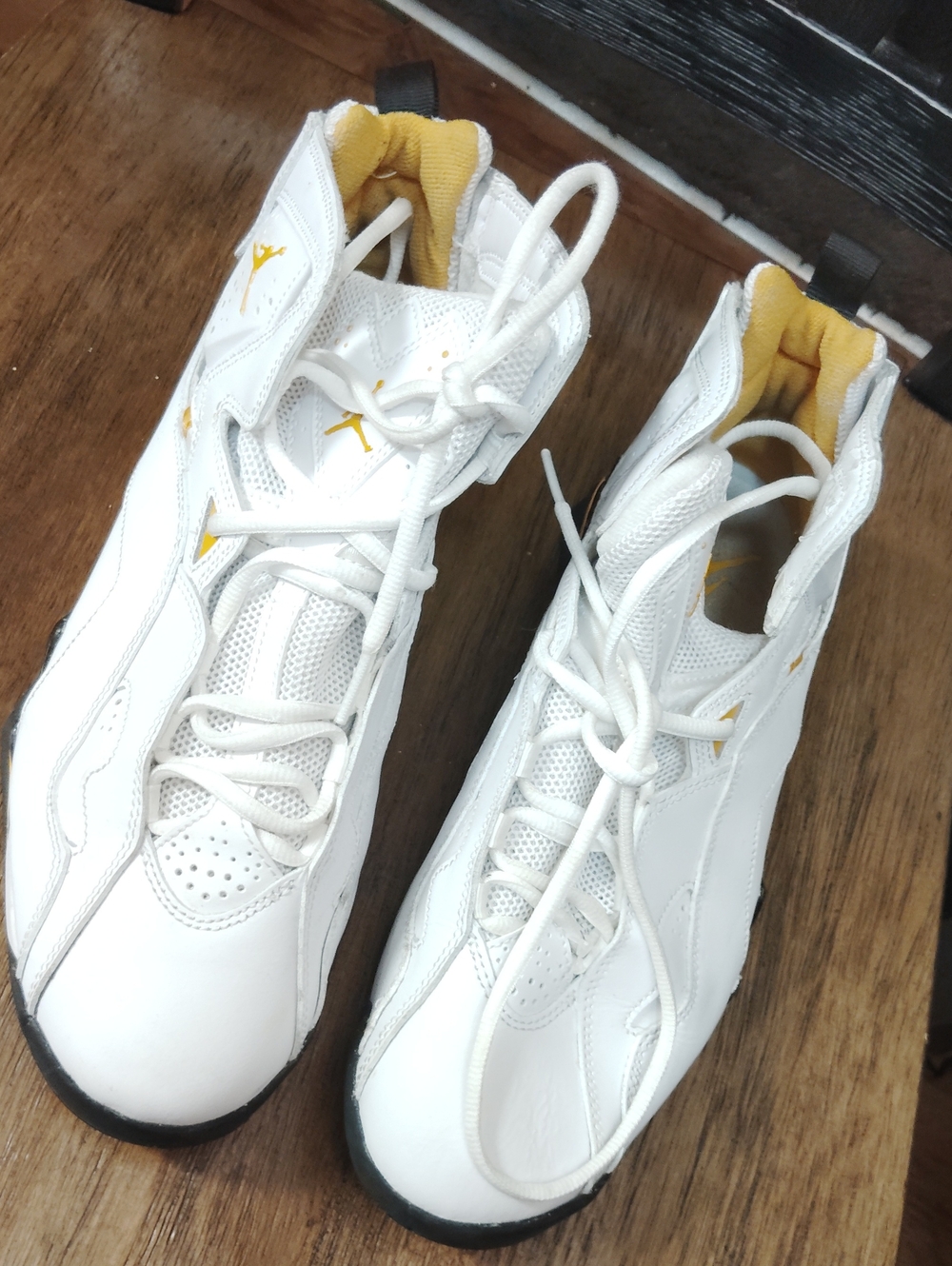 Jordan Men’s White and Yellow High-Top Basketball Sneakers